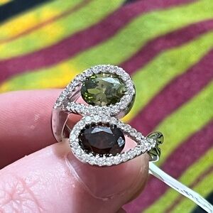 NWT Zato’s Peridot Garnet Sterling Silver 925 Size 6 Bypass Ring